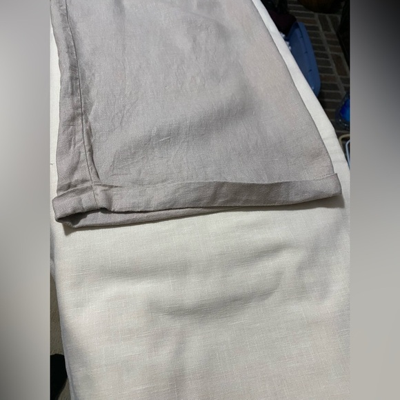 Free People 100% Linen Khaki Cream, Pleated, Wide Leg Cuff Pants Size 10. - Picture 11 of 11